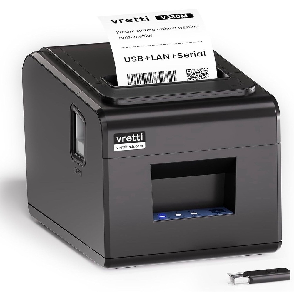 VRETTI V330M Direct Thermal Receipt Printer USB Serial Lan Port Black @1